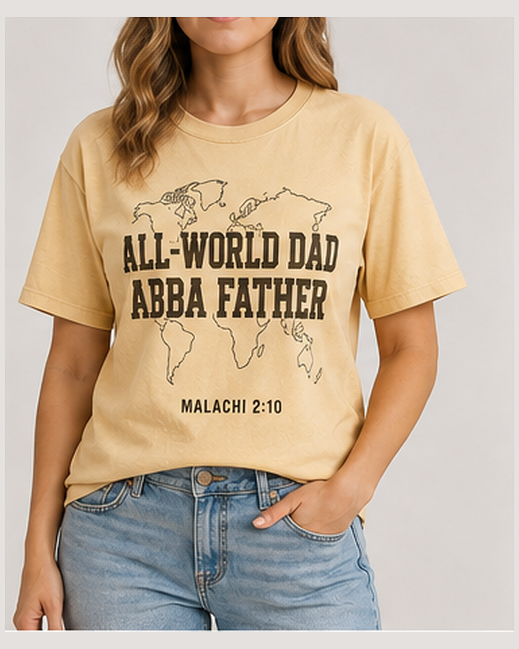 All-World Dad Abba Father Butter Comfort Colors 1717, BLOVD Weathered Espresso distressed front artwork