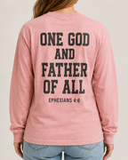 All-World Dad | Abba Father Blossom Comfort Colors 6014 long-sleeve shirt, modeled back view
