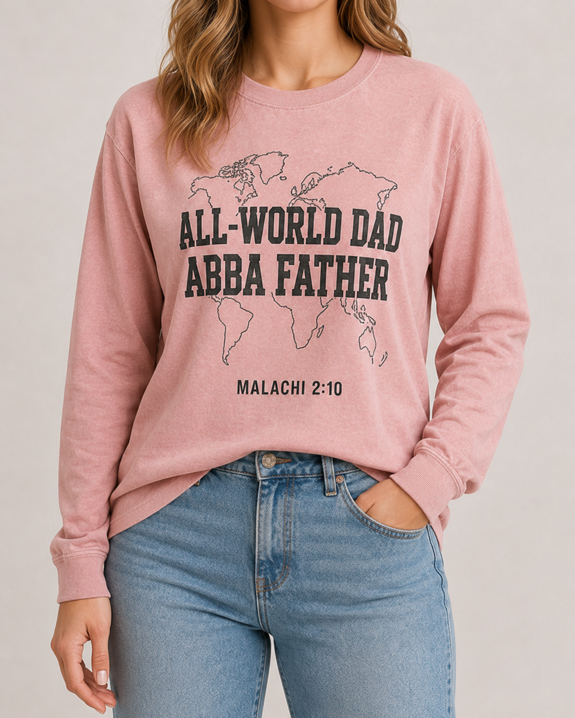 All-World Dad Abba Father Comfort Colors 6014 Blossom long sleeve female studio front