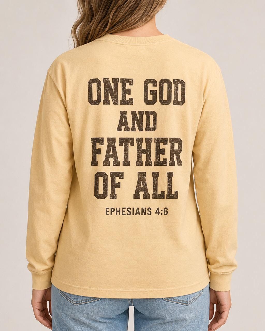 All-World Dad Abba Father Comfort Colors 6014 Butter long sleeve female studio back