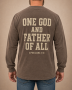 All-World Dad | Abba Father Espresso Comfort Colors 6014 long-sleeve shirt, modeled back view