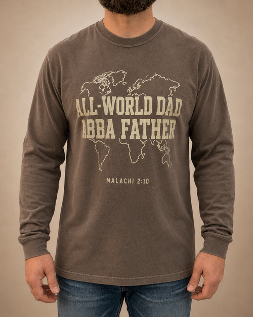 All-World Dad Abba Father Comfort Colors 6014 Espresso long sleeve male studio front