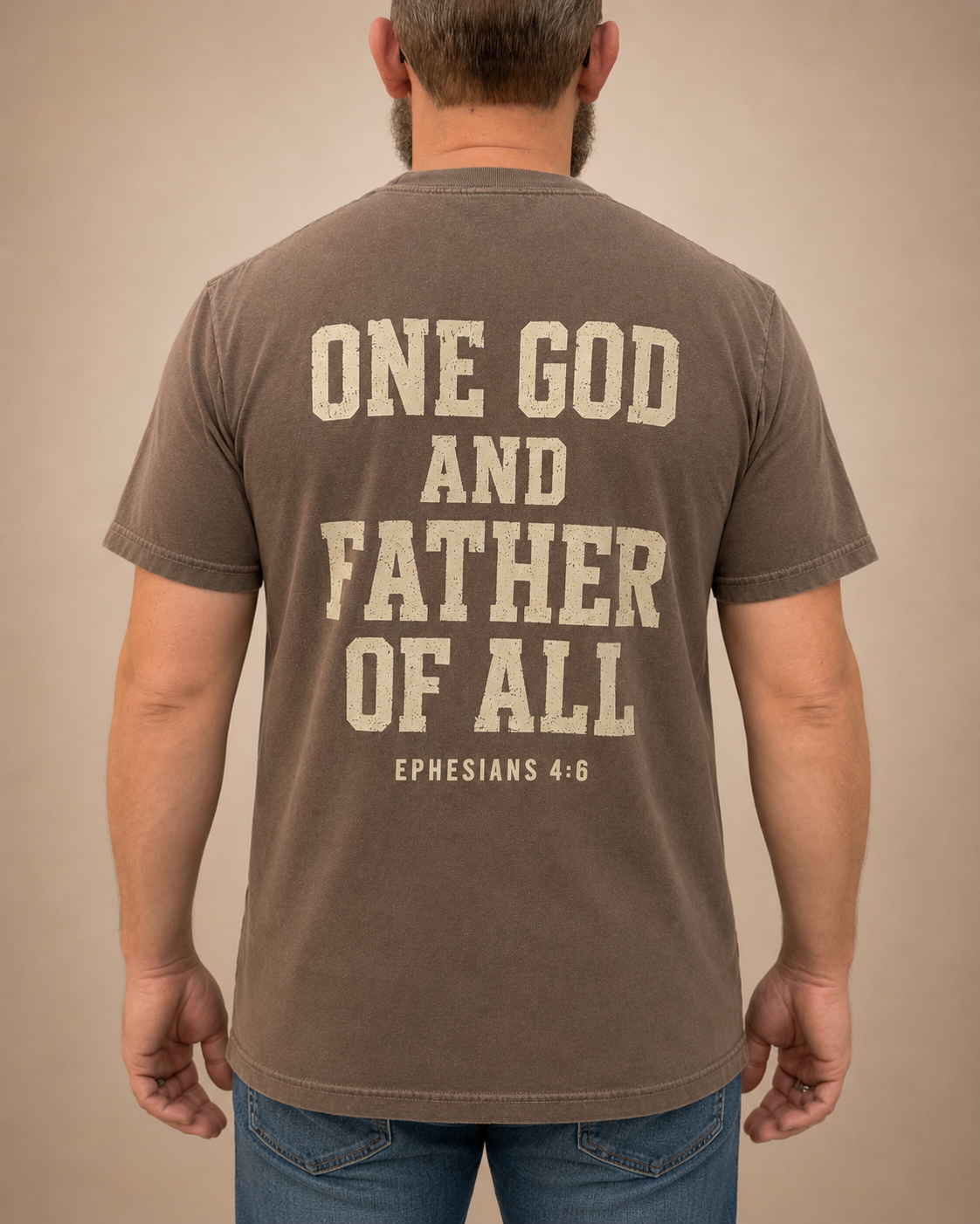 All-World Dad Abba Father Espresso Comfort Colors T-shirt, approved male warm-neutral studio back view