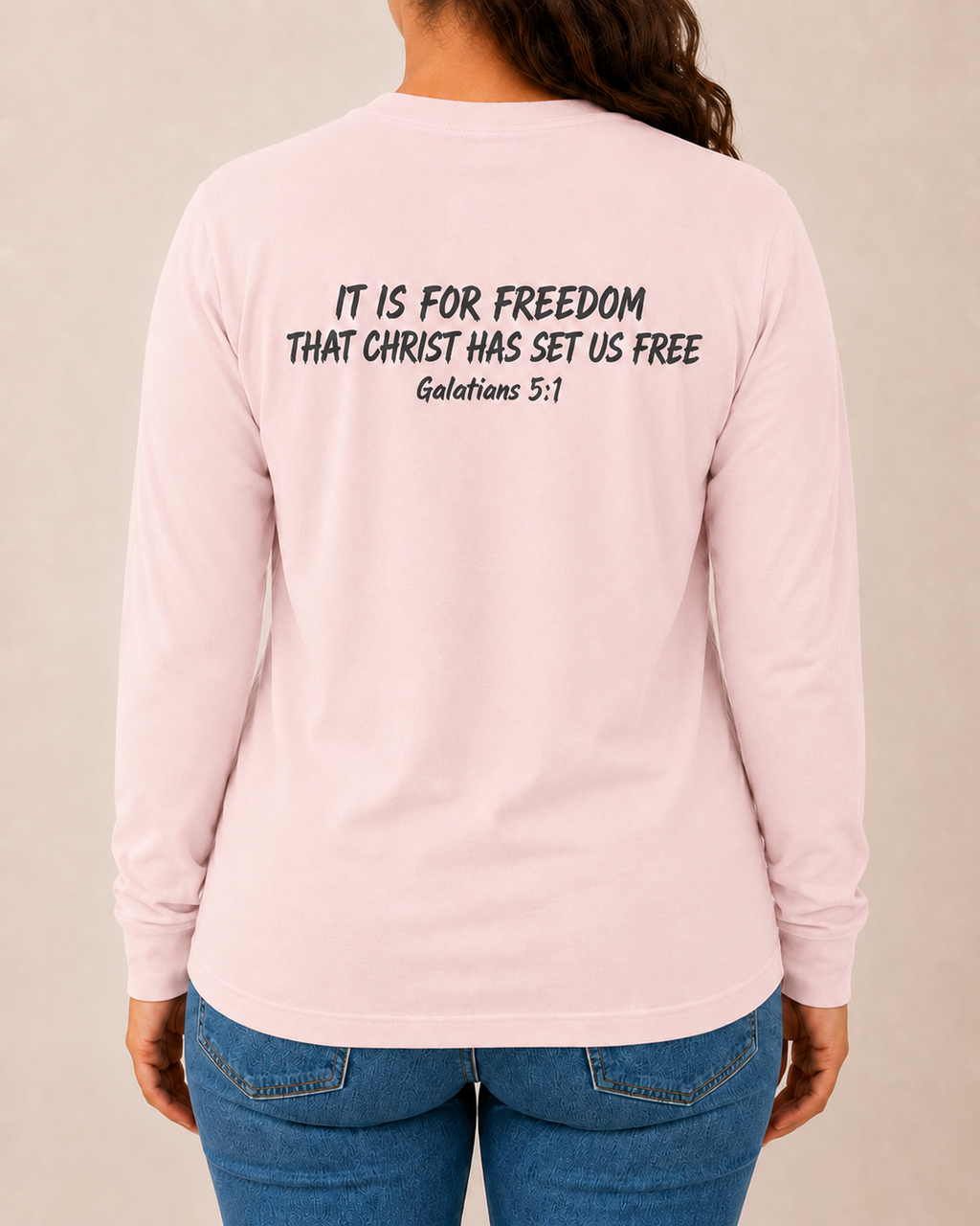 Freedom Galatians 5:1 long sleeve Blossom back view