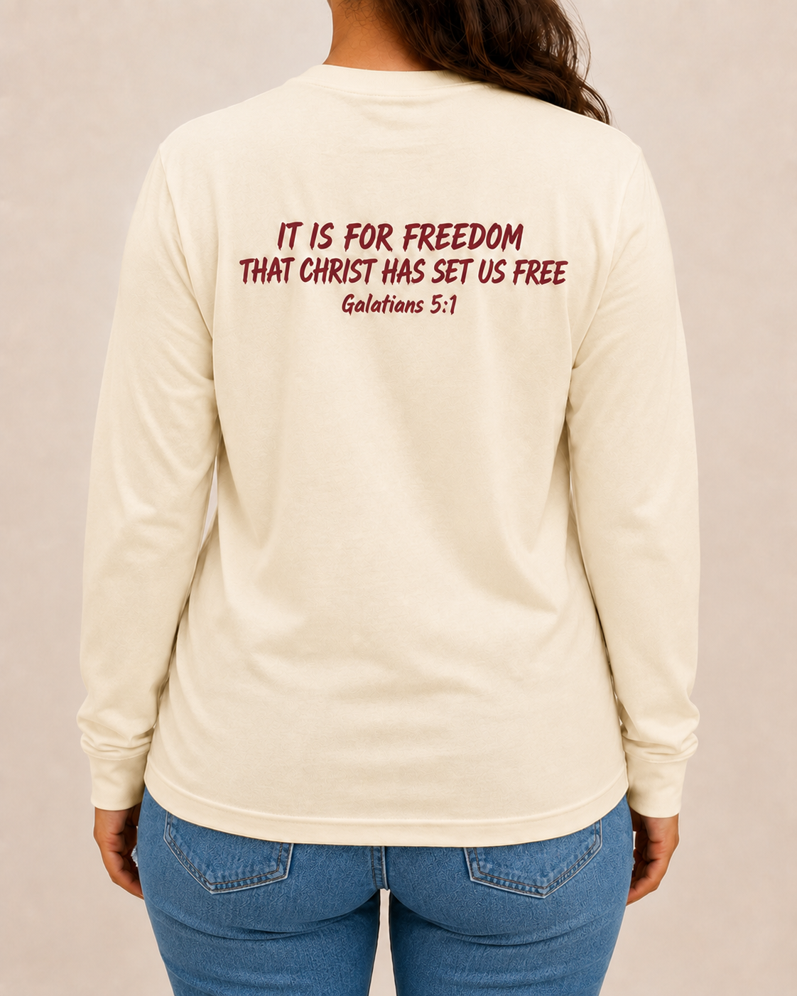 Freedom Galatians 5:1 long sleeve Natural back view