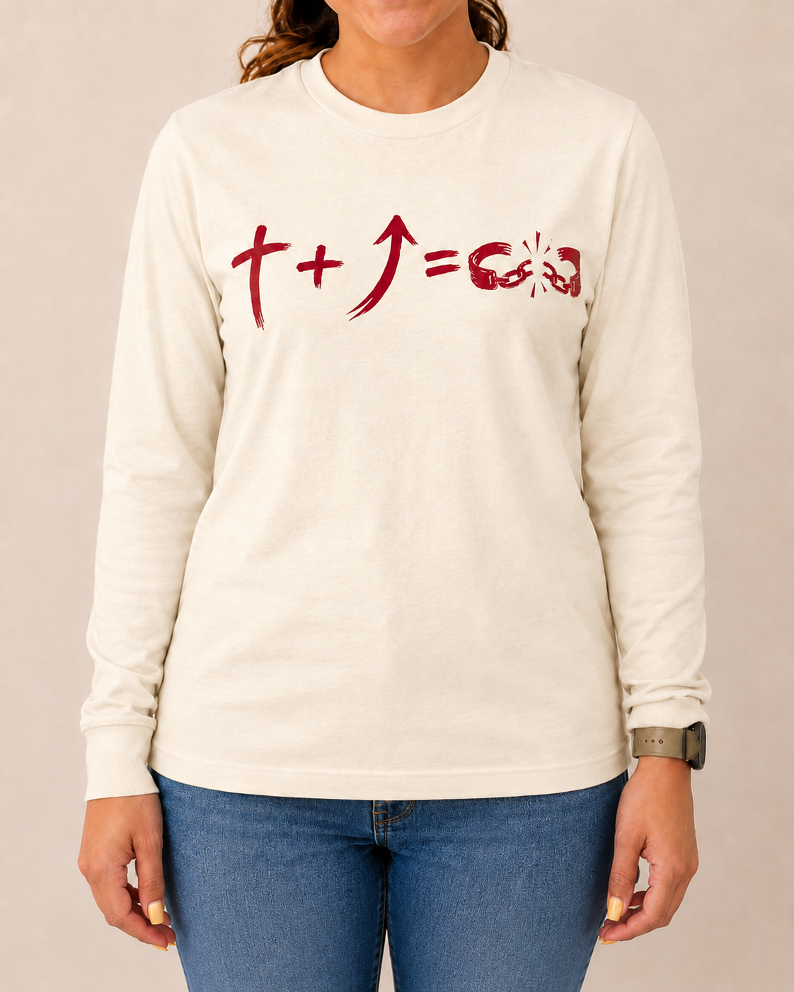 Freedom Galatians 5:1 long sleeve Natural front view
