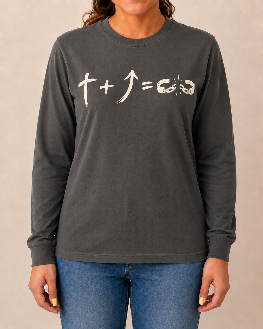 Freedom Galatians 5:1 long sleeve Pepper front view