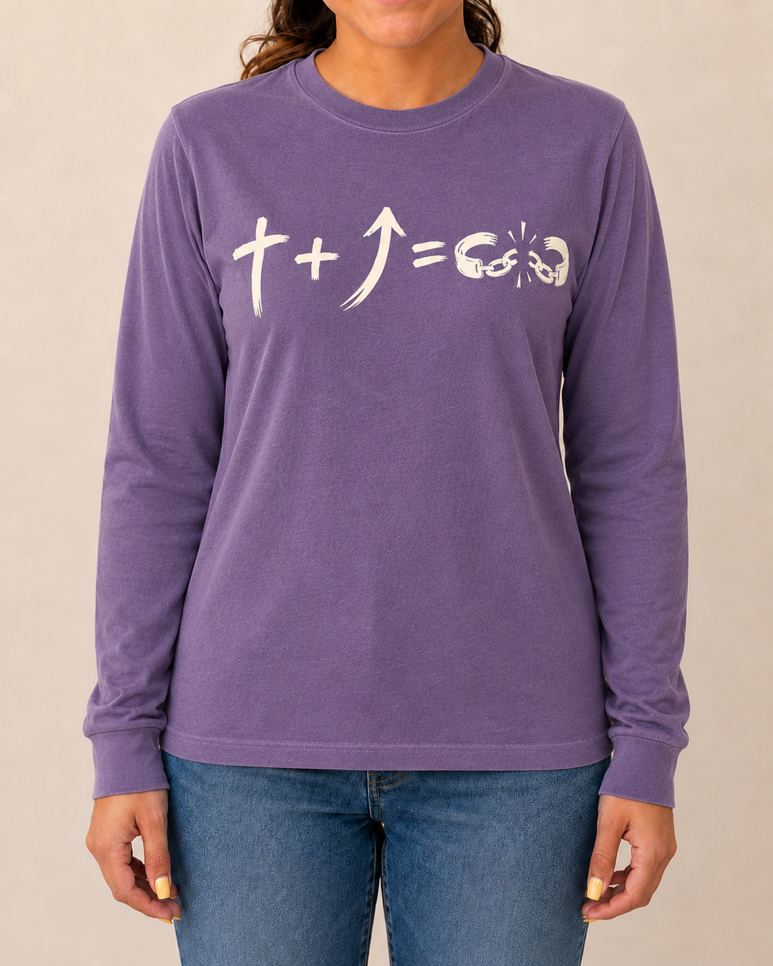 Freedom Galatians 5:1 long sleeve Violet front view