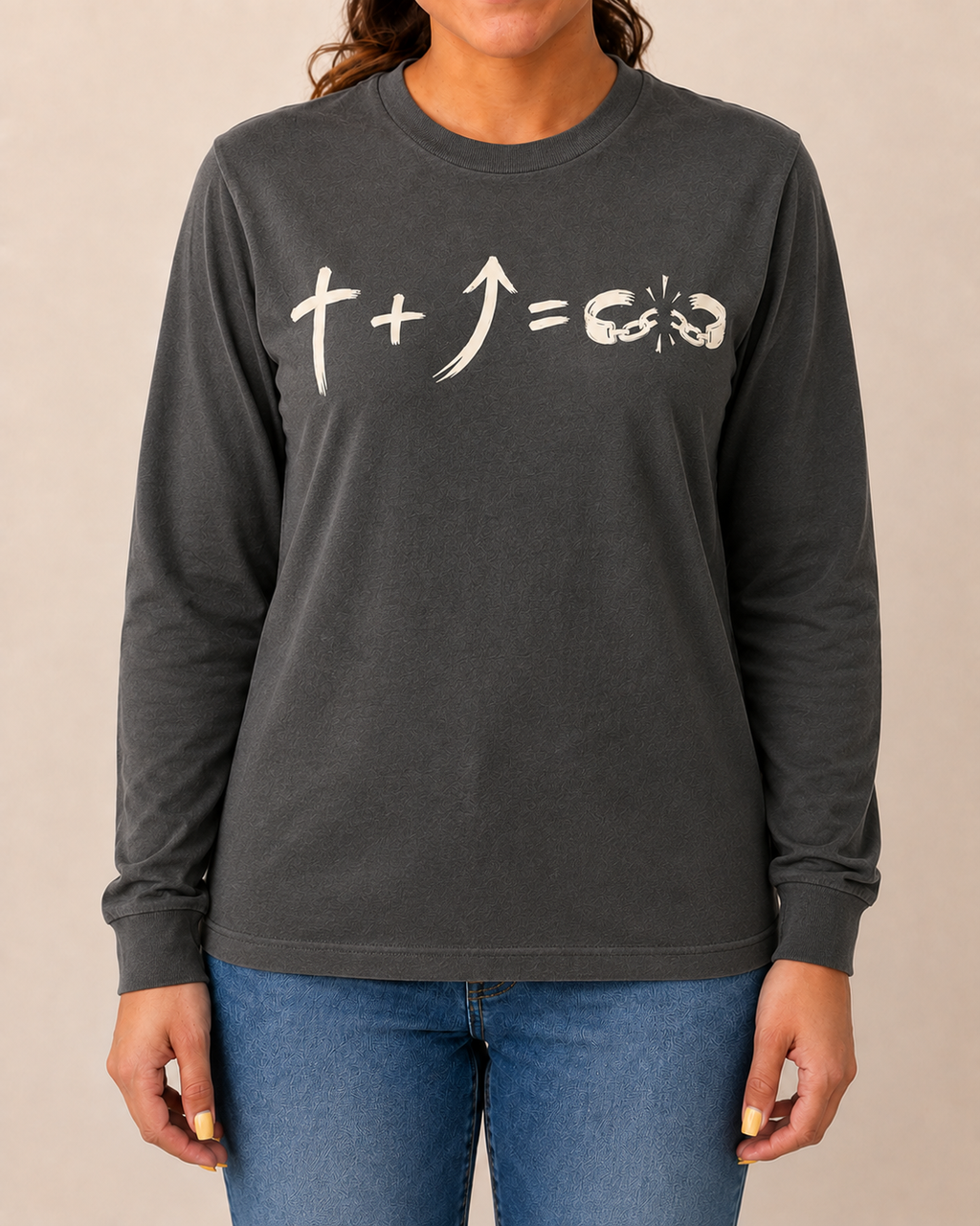 Freedom Galatians 5:1 long sleeve white front view