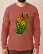Fruit of the Spirit | Galatians 5:22–23 Crimson Comfort Colors 6014 long-sleeve shirt, modeled front view
