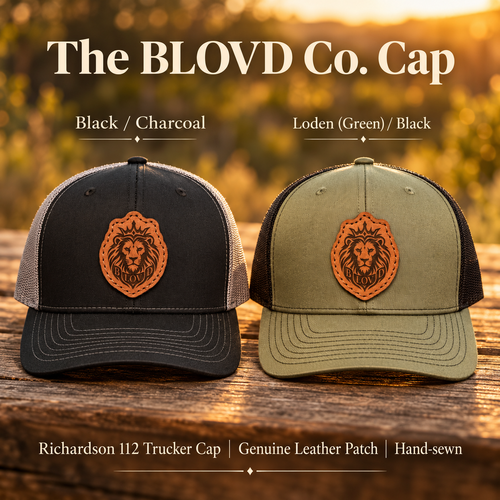 The BLOVD Co. Cap in Black Charcoal and Loden Green Black, front view