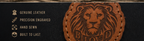 THE BLOVD CO. genuine leather lion patch with hand-sewn stitching detail