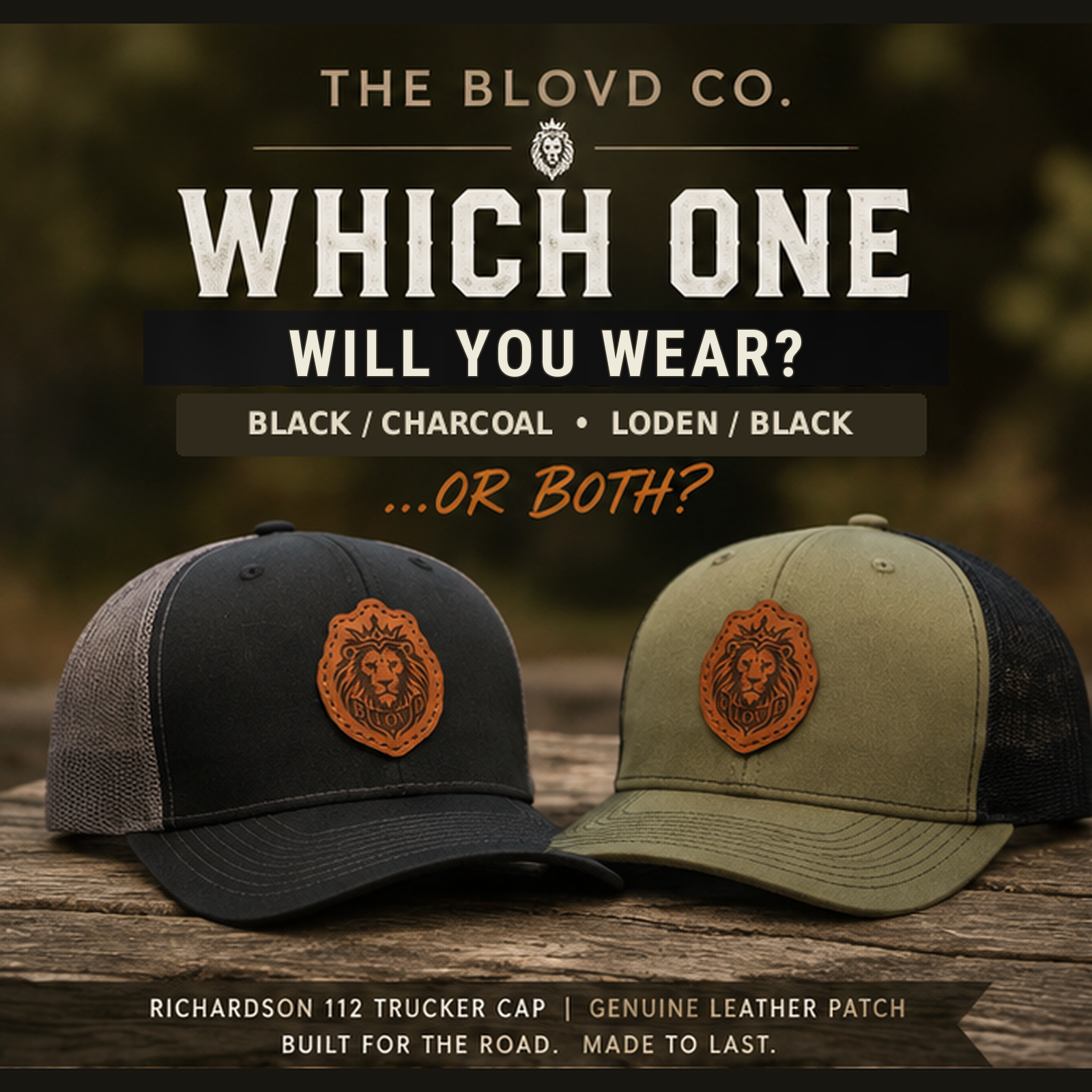 THE BLOVD CO. Founders First Run Richardson 112 caps in Black Charcoal and Loden Black — Which one will you wear?