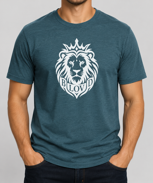 Beloved Lion — Everyday — Heather Deep Teal — True White 9.5-inch front Lion