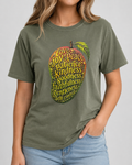 Fruit of the Spirit Hemp Comfort Colors 1717 tee on female model, studio front view